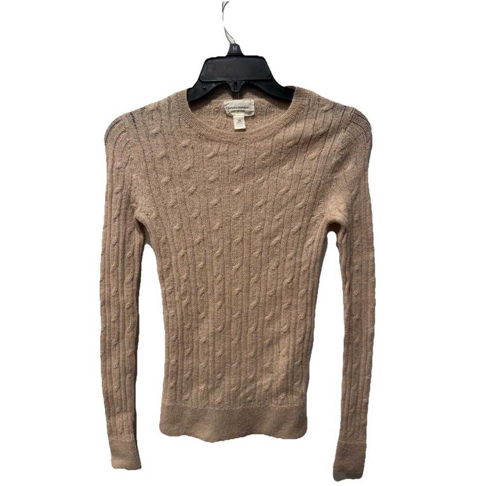 Banana Republic Extra Fine Alpaca Wool Pullover Cable Knit Sweater Sz XS Luxury